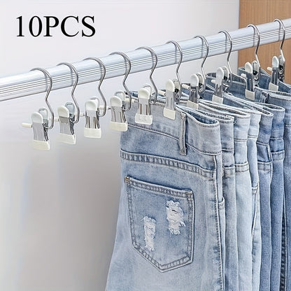 10pcs Stainless Steel Pants Hangers with Clips